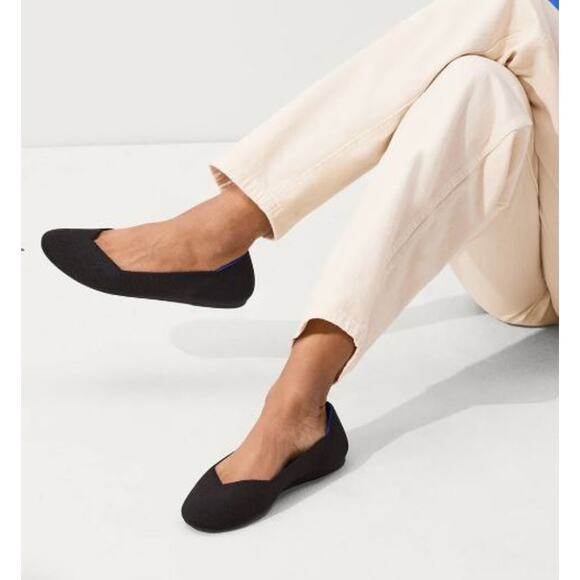 Rothy's The‎ Flat Solid Black Knit Fabric Round Toe Flats Size 11